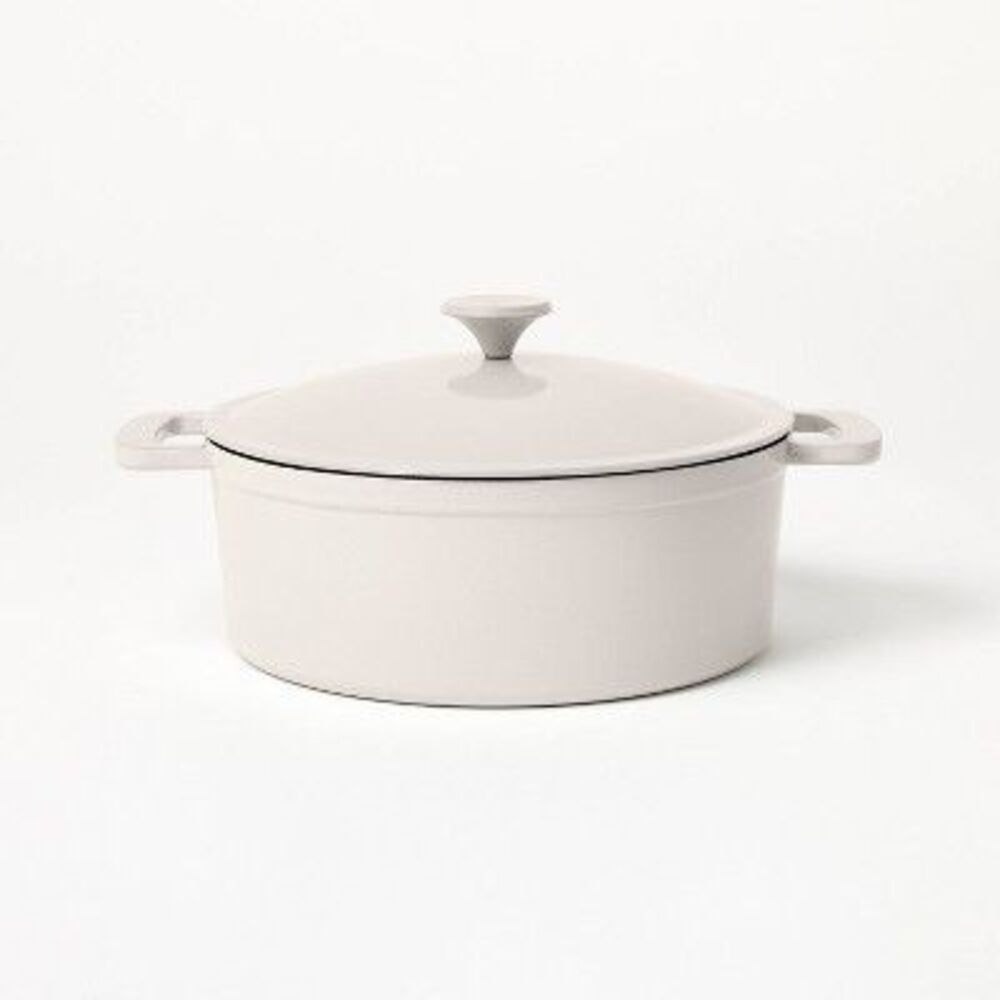Figmint - 5.5qt Enamel Dutch Oven Light Gray - Figmint Gray